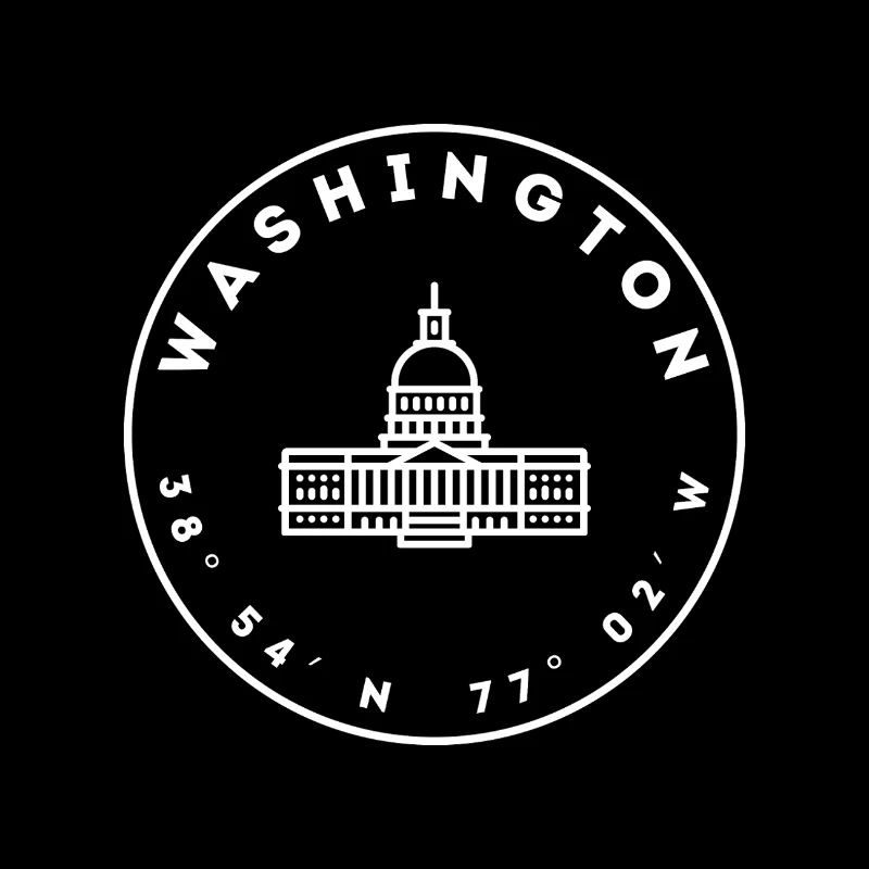 Washington DC with Capitol and coordinates