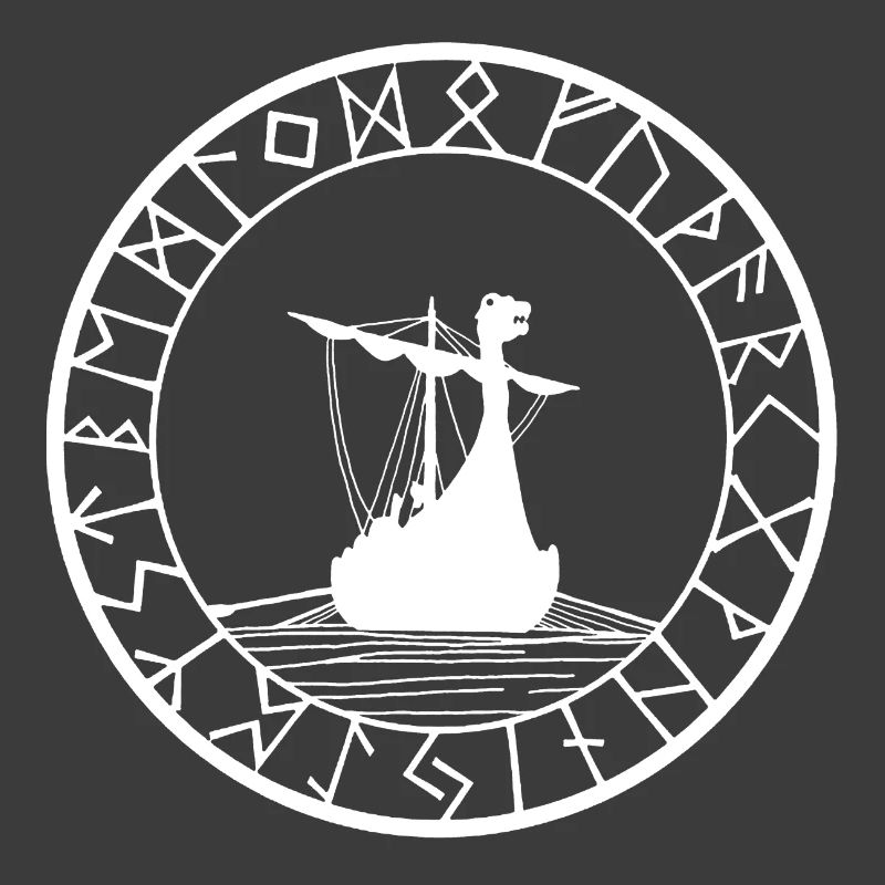 Weißes Wikinger-Langschiff und Kompass