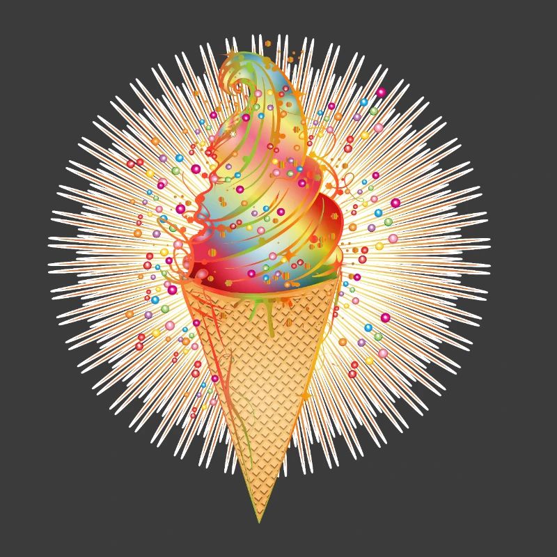 Fröhliches Softeis-Motiv mit Regenbogenfarben