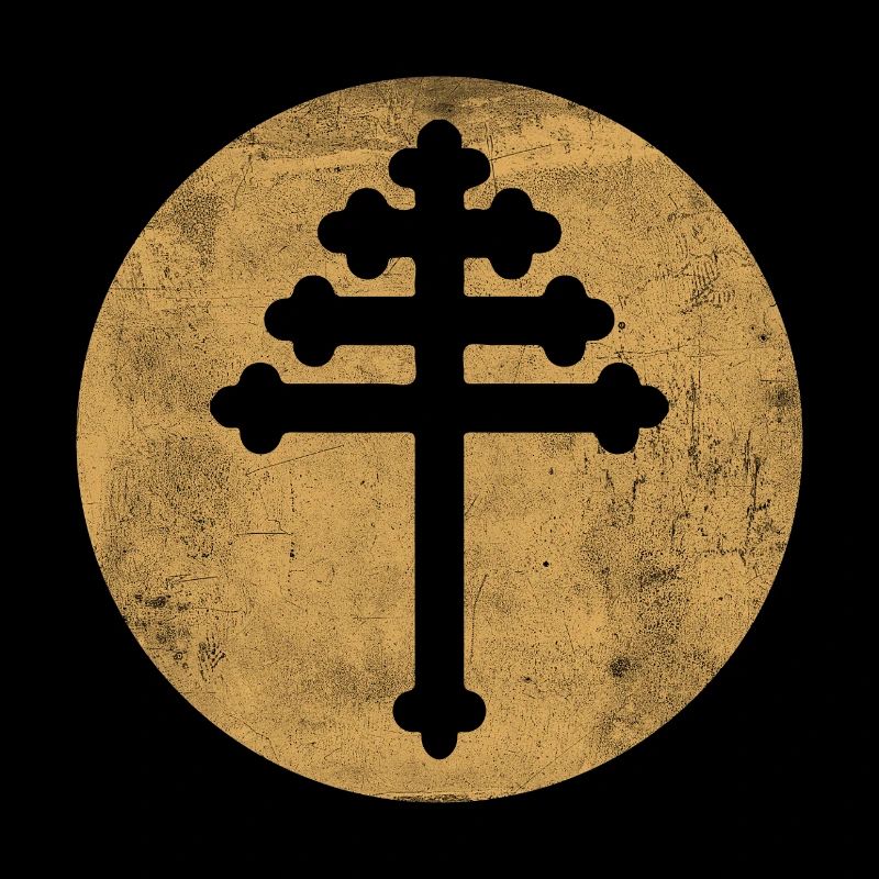 Croix maronite dans cercle doré