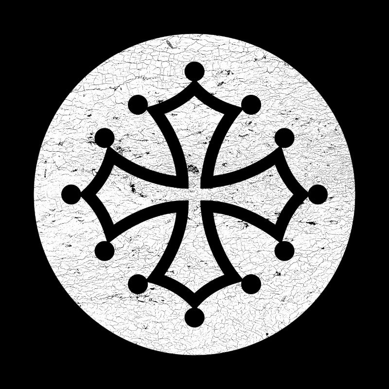 Cathar cross in white circle - Occitan symbol