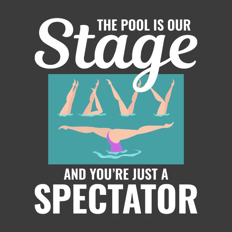 Zuschauer am Pool, Illustration, Synchronschwimmen