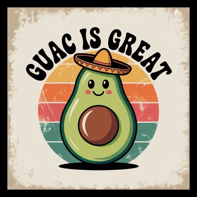 Funny Avocado with Mexican Hat