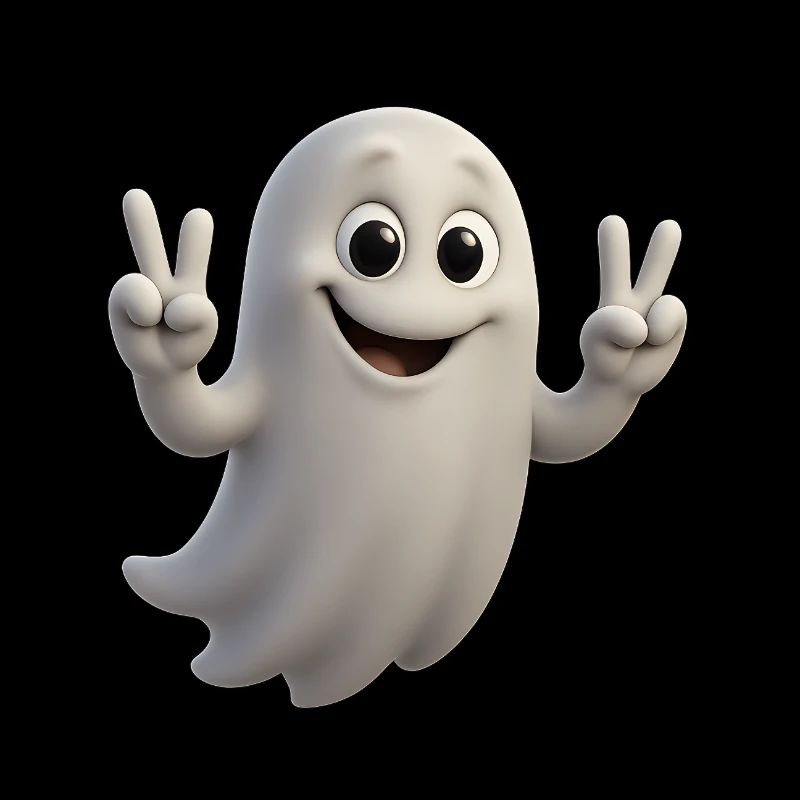 3D Render Cartoon Ghosts Design with Peace Sign