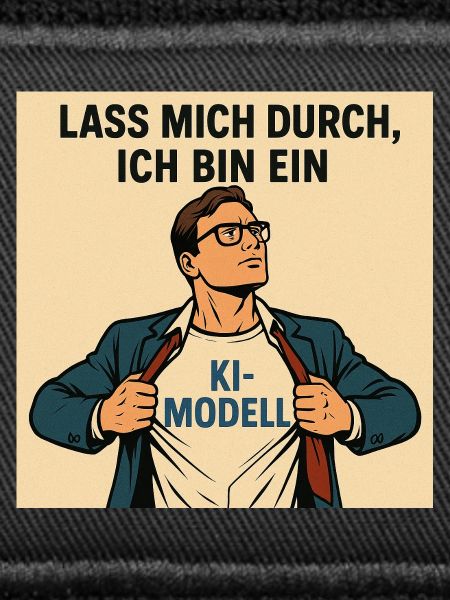 Humorvoller KI-Modell Heldenkleidung