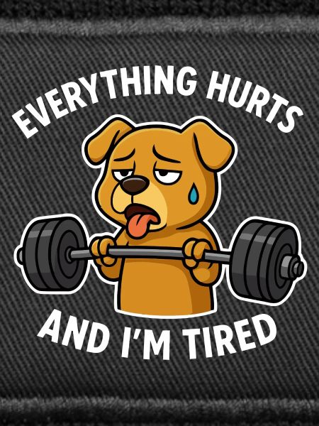Exhausted Dog Lifting Weights