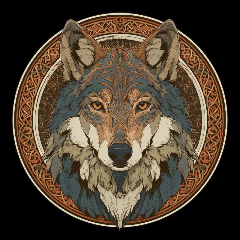 Legendary wolf with Celtic pattern