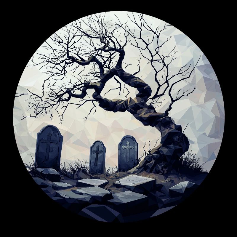Tombe oubliée avec arbre noueux