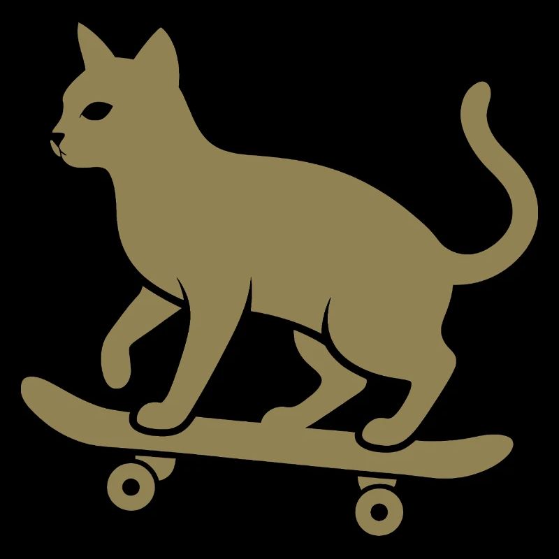 Cool Cat Skateboarder Silhouette Minimalist