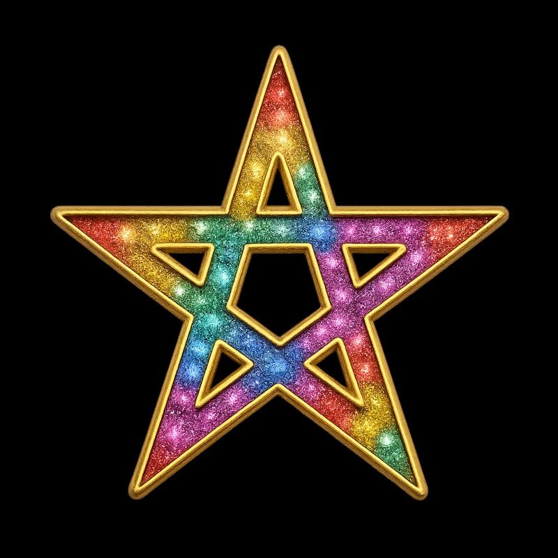 Pentagramm | Leuchtender Regenbogen-Stern