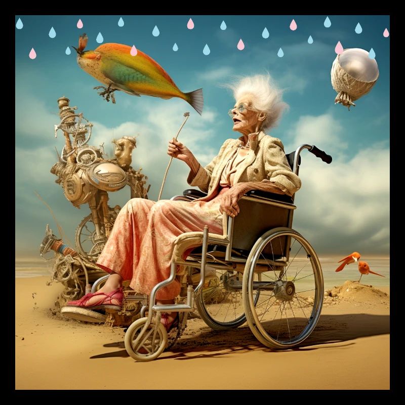 Surreal Senior Space Beach Fish Adventure