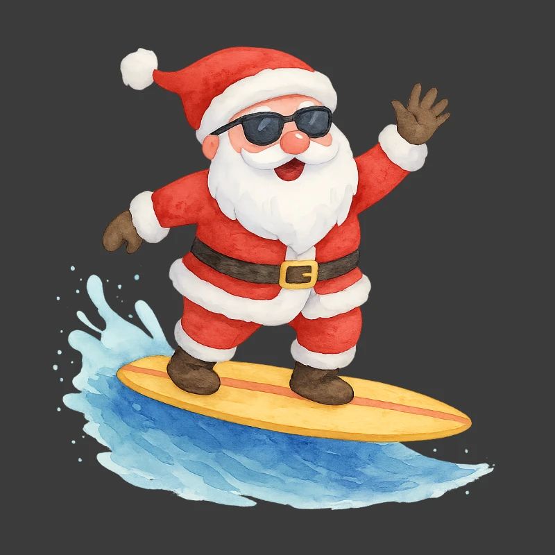 Conception de Noël Cool Santa Surfer