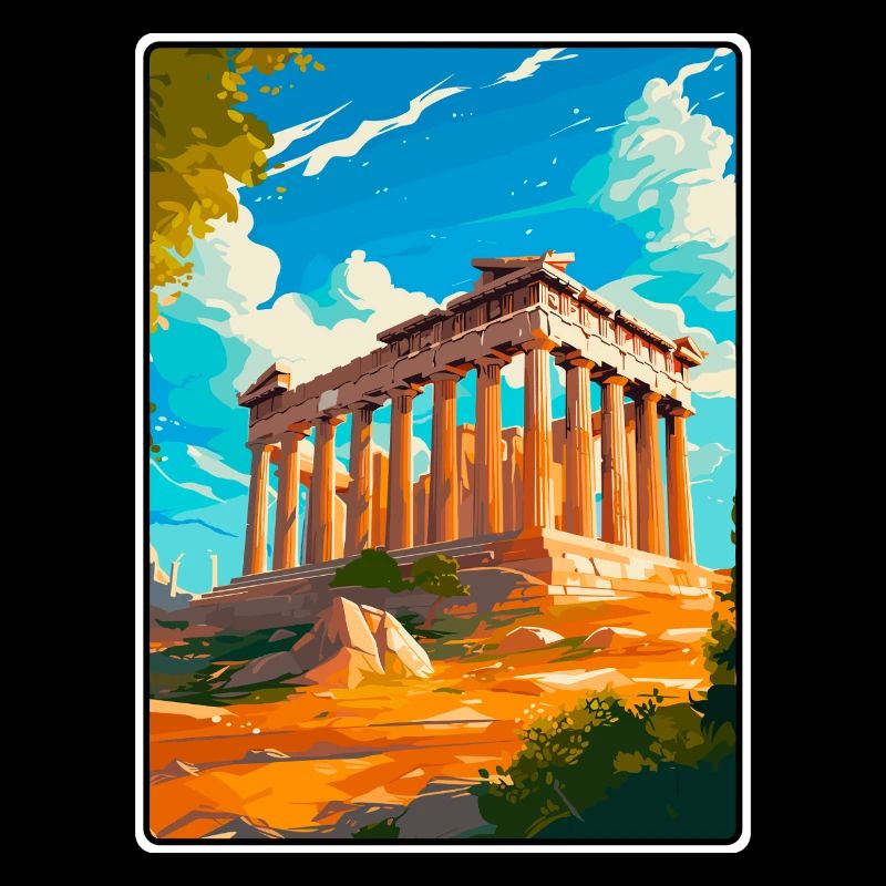 Ancient Greek Temple Illustration