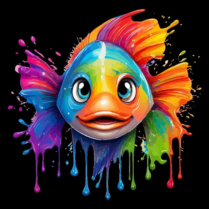 Coloured fish with colour explosion