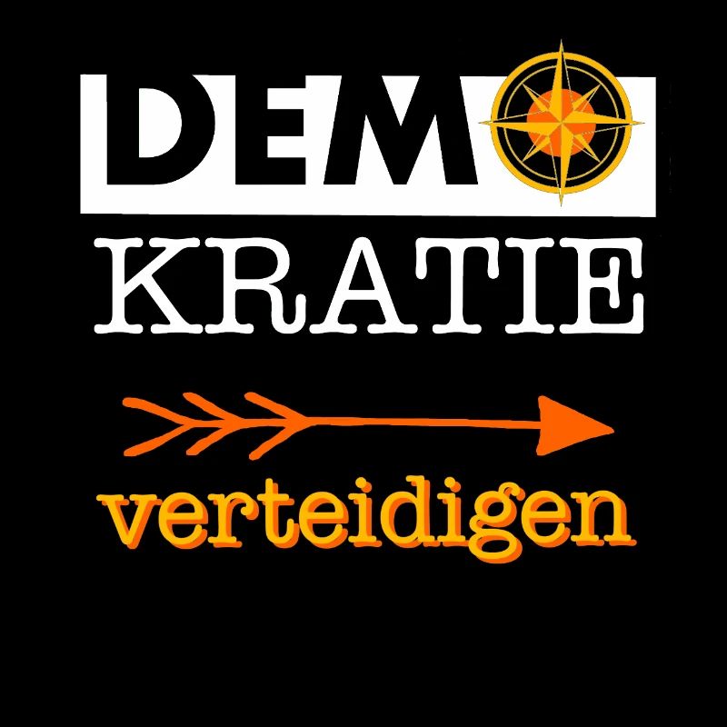 "Defend Democracy" White Orange Yellow Compass