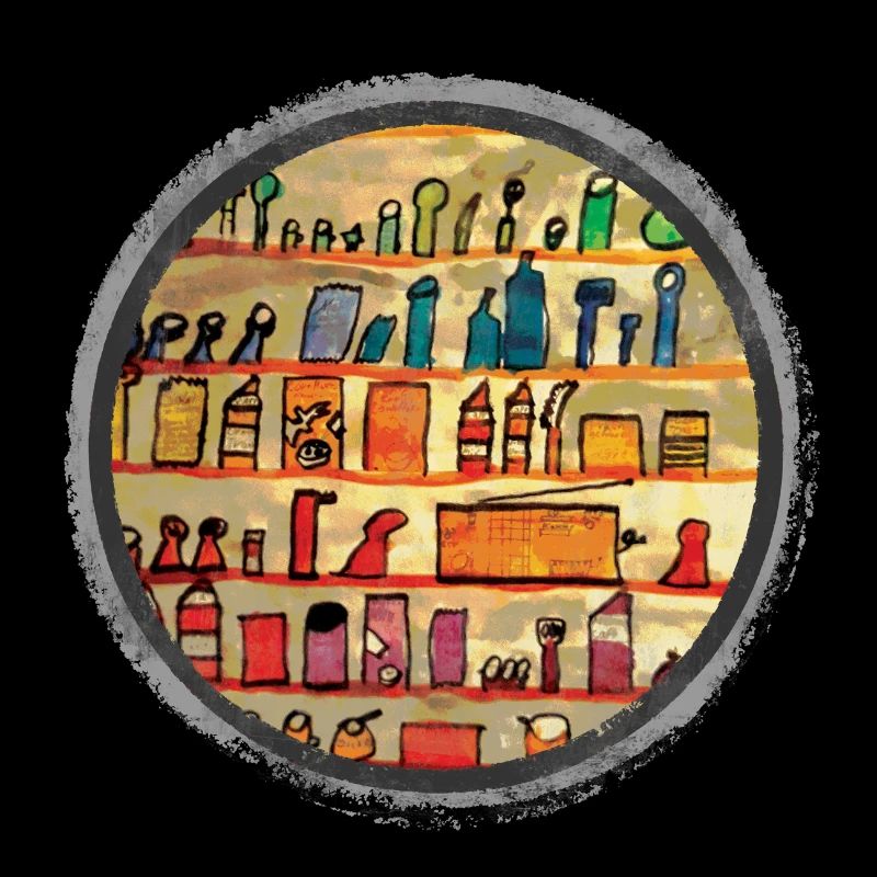 Abstract kitchen shelf illustration