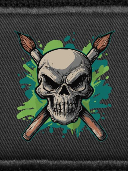 Skull and crossed brushes