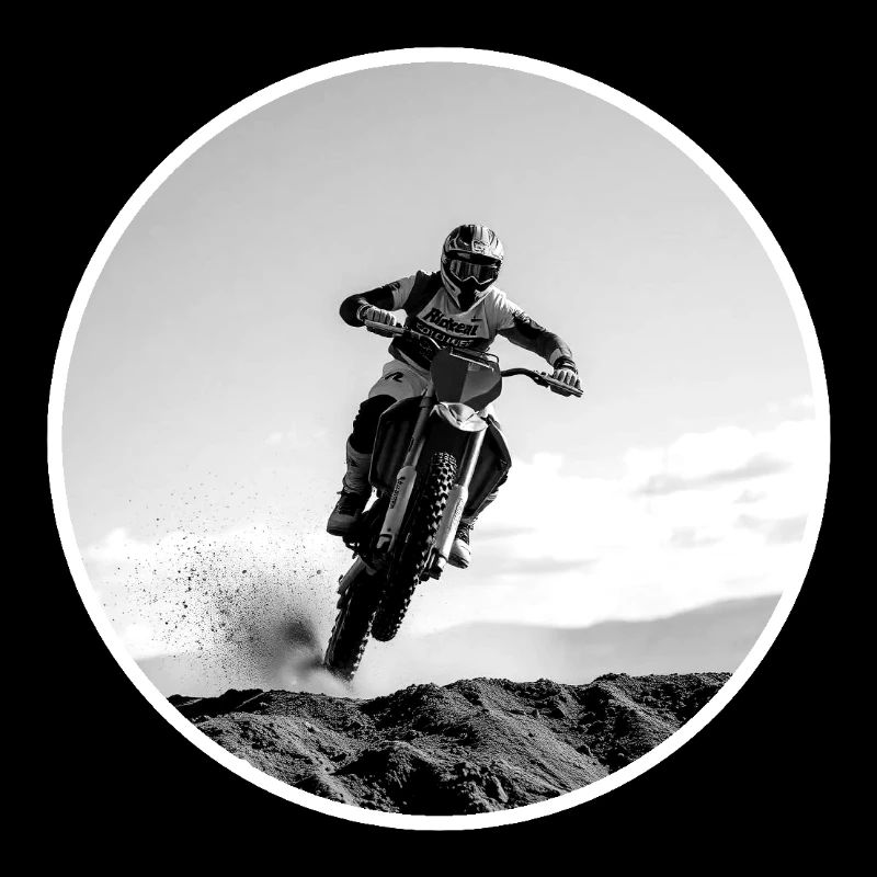 Motocross black and white logo - White