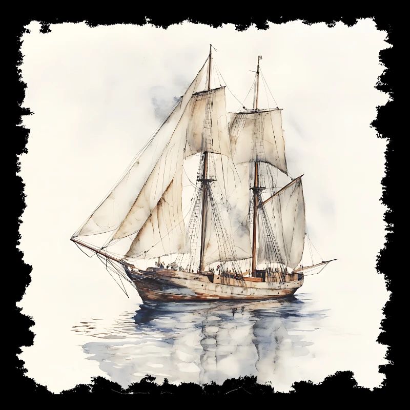 Segelschiff Aquarell Vintage