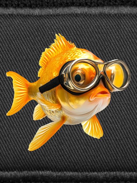 Goldfish with diving goggles