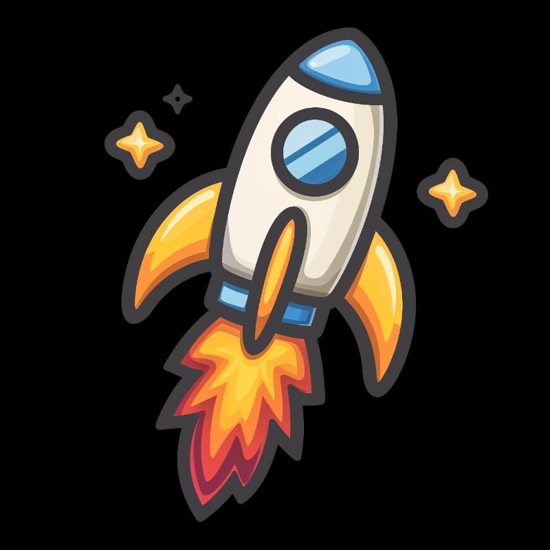 Rocket Launch Cartoon Design