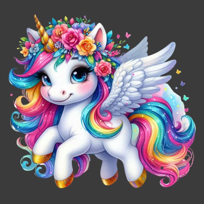 Couronne de licorne ailée arc-en-ciel