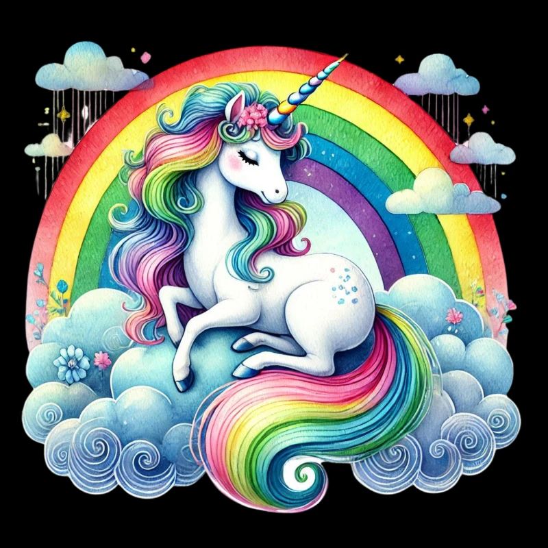 Licorne arc-en-ciel sur les nuages