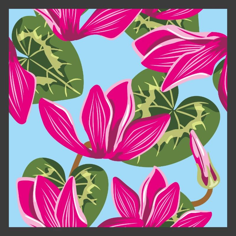Bright pattern with cyclamen flowers