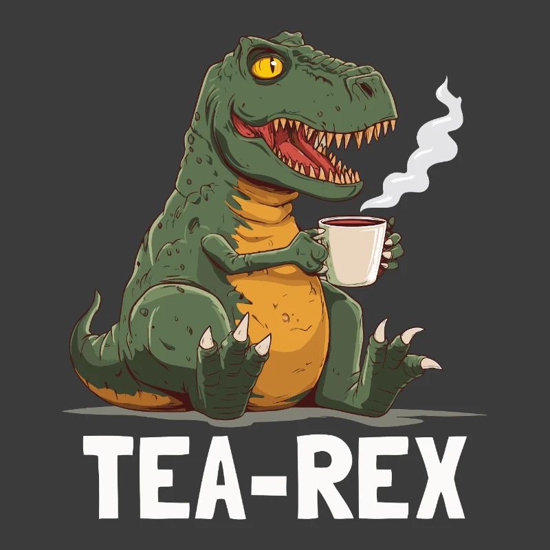 Funny T-Rex Dino Drinking Tea