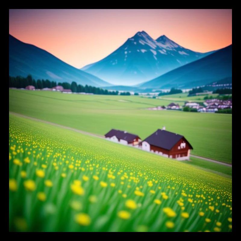 Alpine valley at dusk