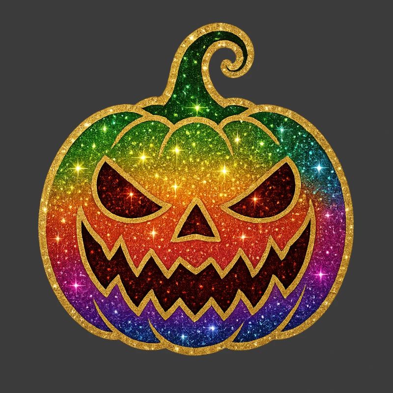 Rainbow Glitter Pumpkin Halloween