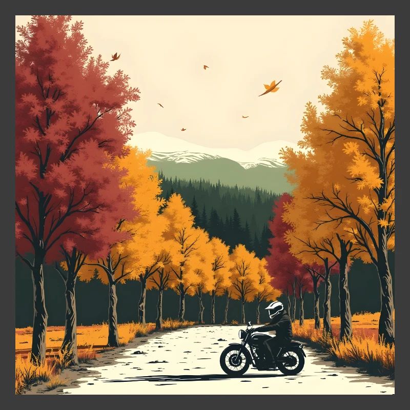 Rangée d’arbres à impression en bloc + vélo