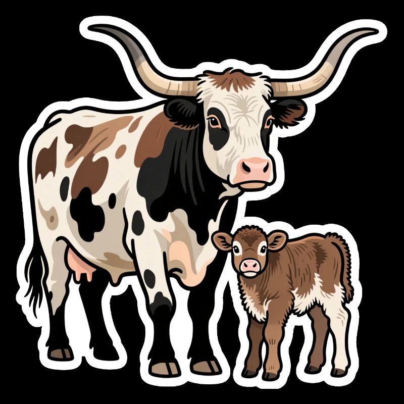 Longhorn with Calf – Western Style Design