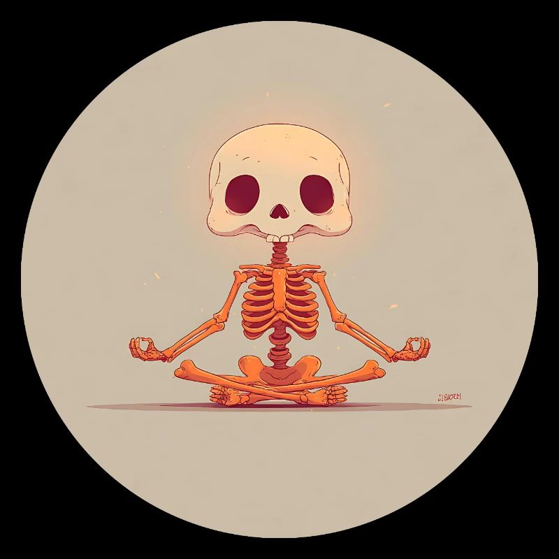 Skeleton Meditation Pose in Orange
