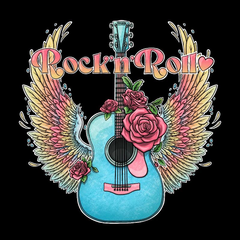 Blue Guitar Wings Roses Rock'n'Roll