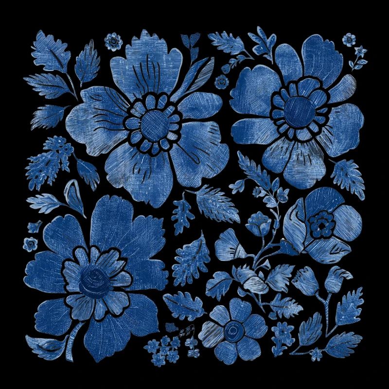 Blumenmuster mit Jeansstruktur – Stylisches Design