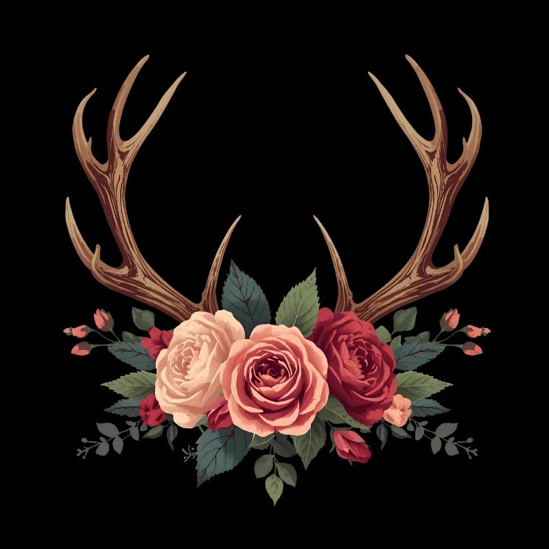 Hirschgeweih & Rosen - Boho Nature Design