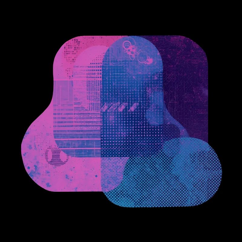 Couches techniques abstraites — Art numérique bleu et rose