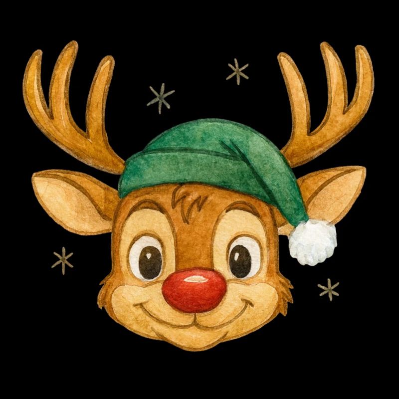 Rentier mit Weihnachtsmütze