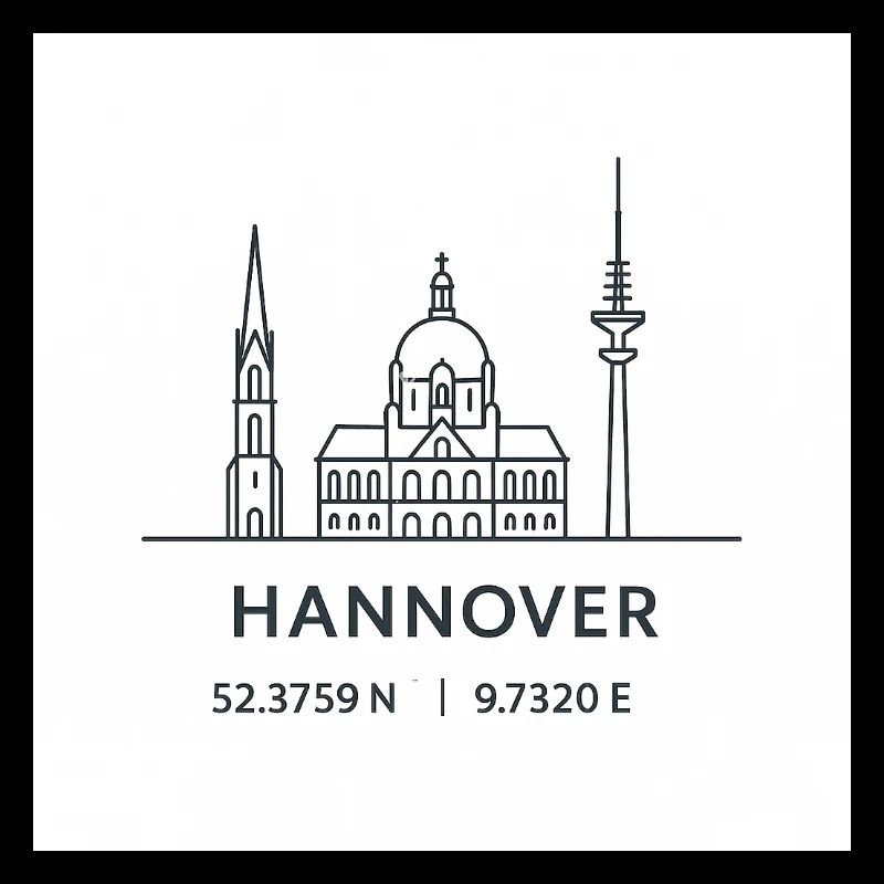 Hannover Linienkunst Silhouette Wahrzeichen 