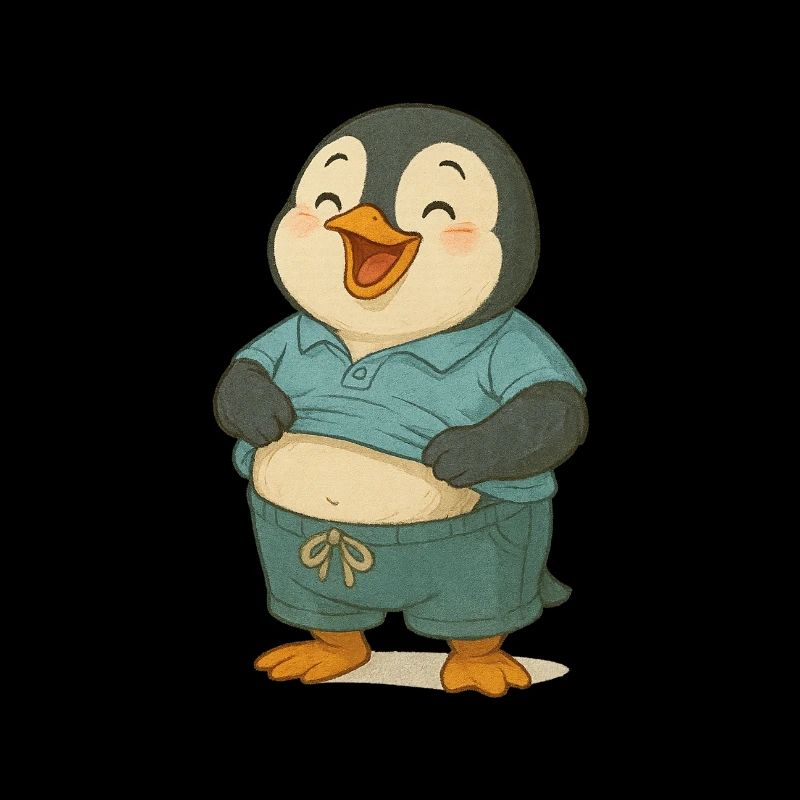 Fröhlicher Pinguin mit Bauch