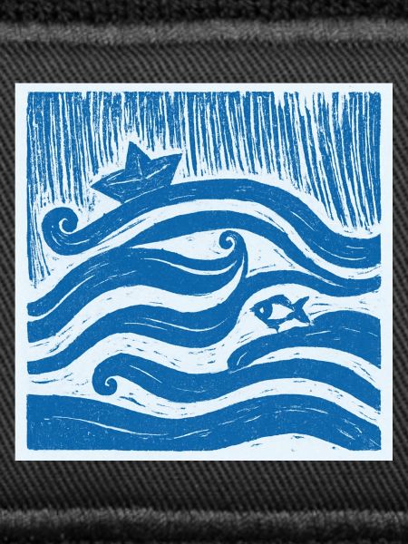 Ship on Wave - Linocut