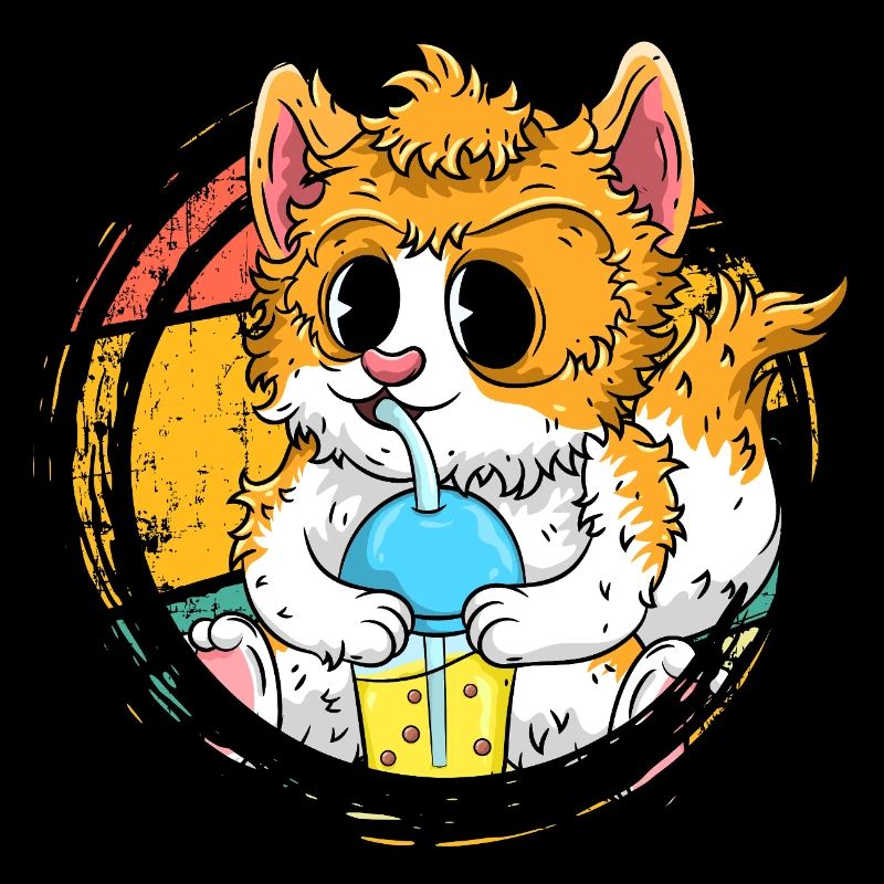 Chat Anime Mignon avec Bubble Tea