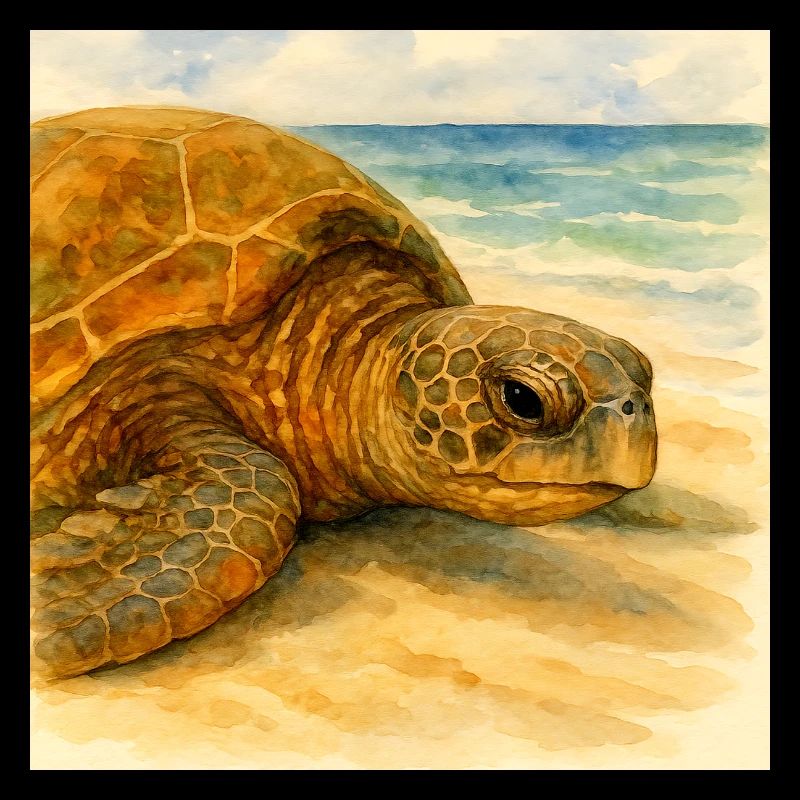 Tortue aquarelle près de la plage