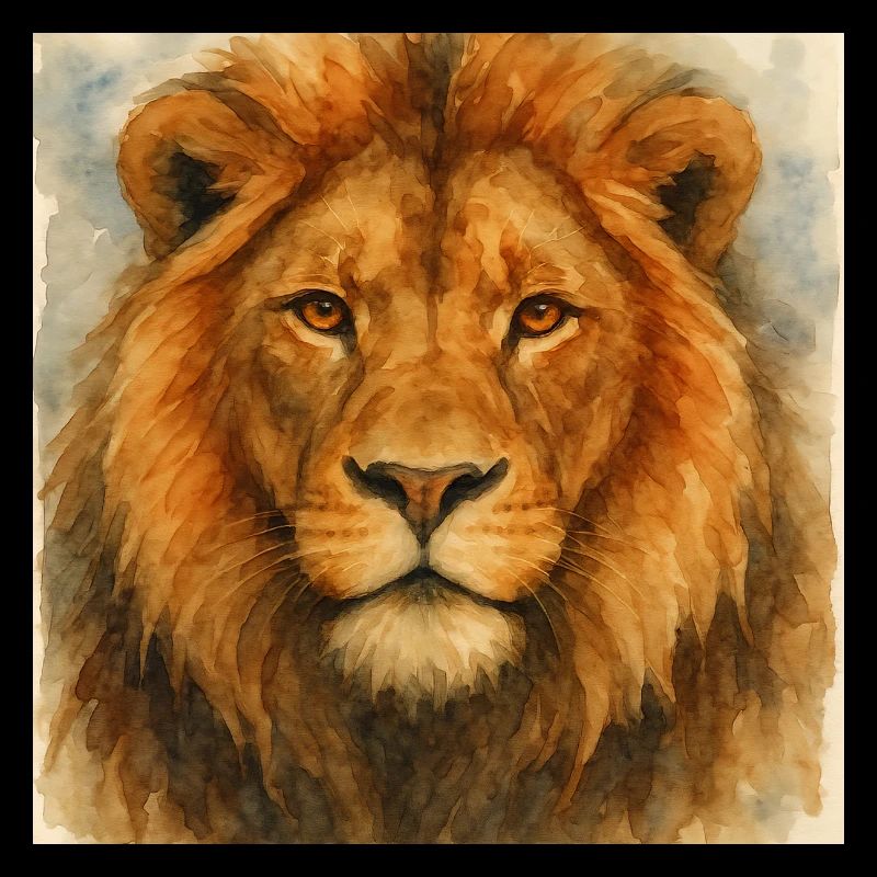 Portrait de lion à l’aquarelle