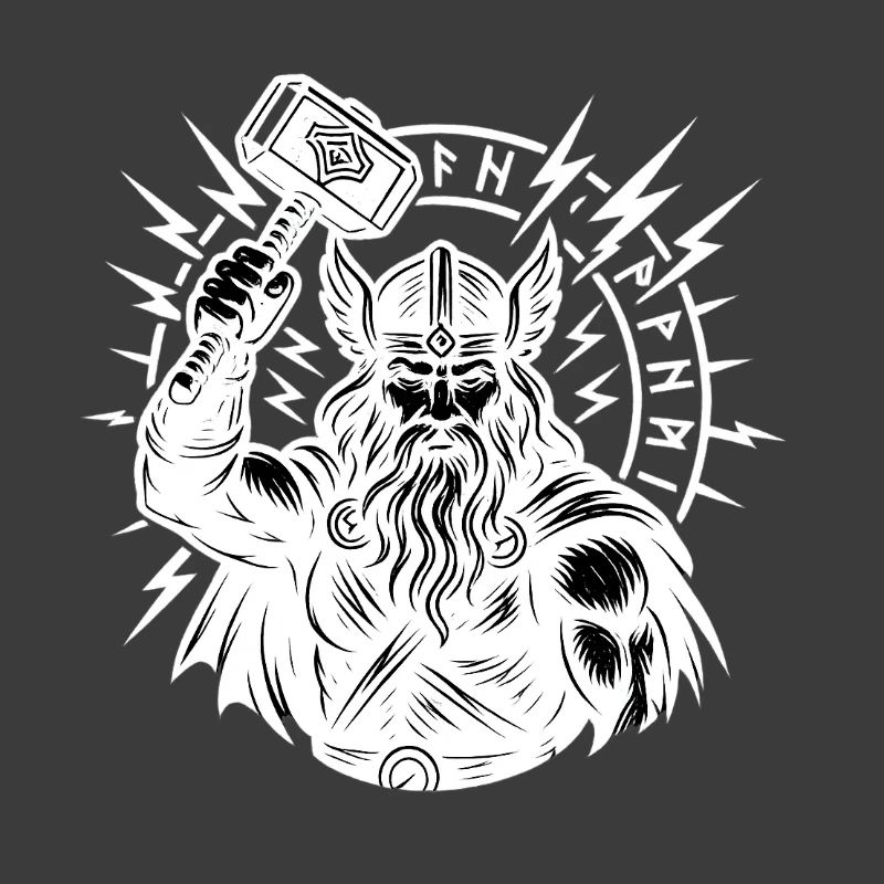 Odin mit Thorhammer Blitz Runenkreis Mjölnir