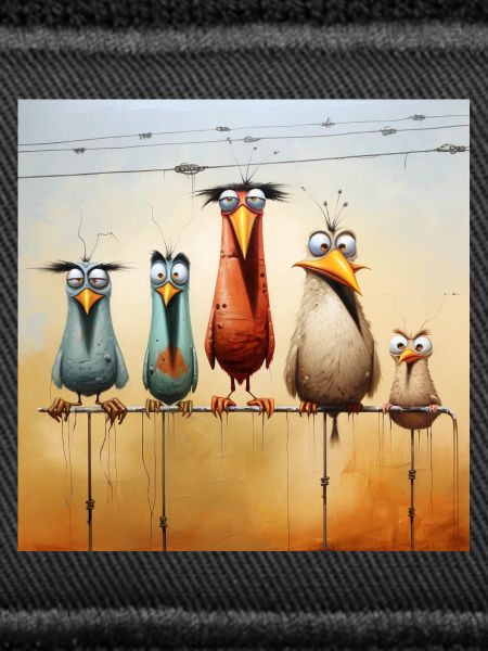 Vogelschar am Draht