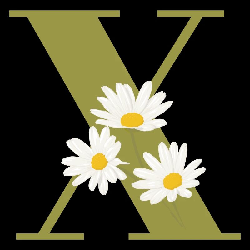 Buchstabe x Grüne Gänseblümchen