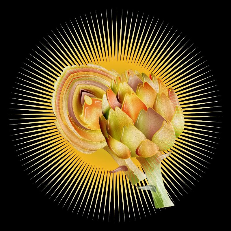 Strahlende Artischocke mit goldenem Lichtkranz