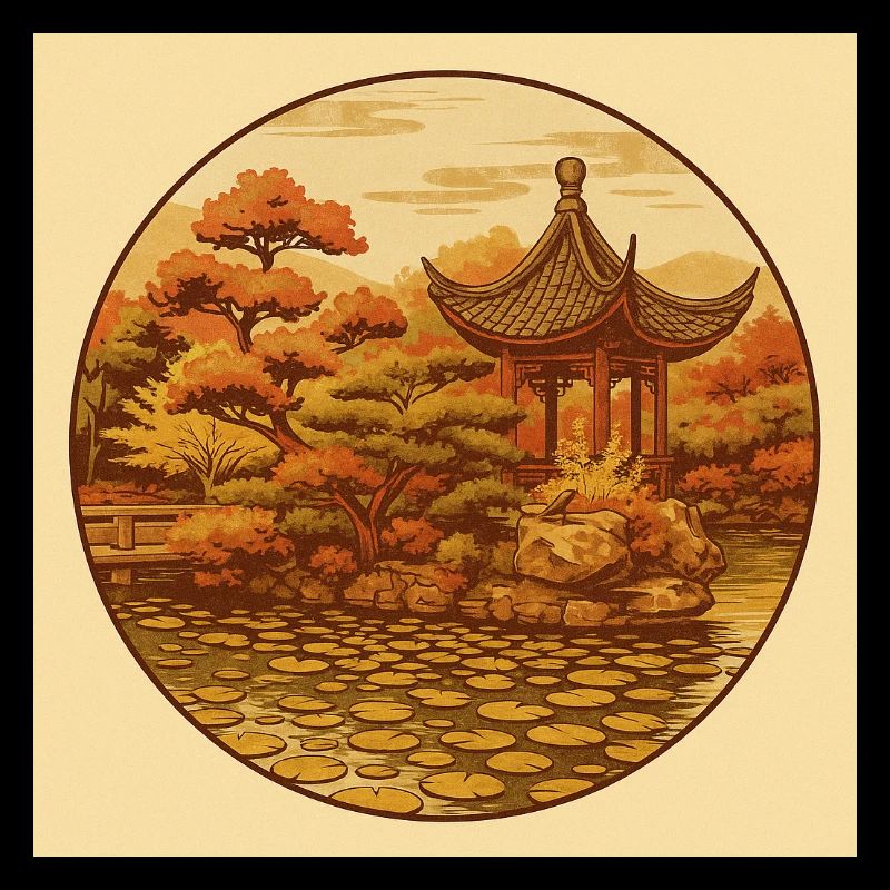 Pagode zen automnale en cercle